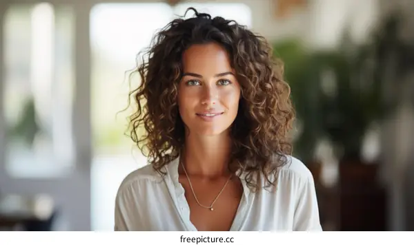 portrait of a young woman with curly hair