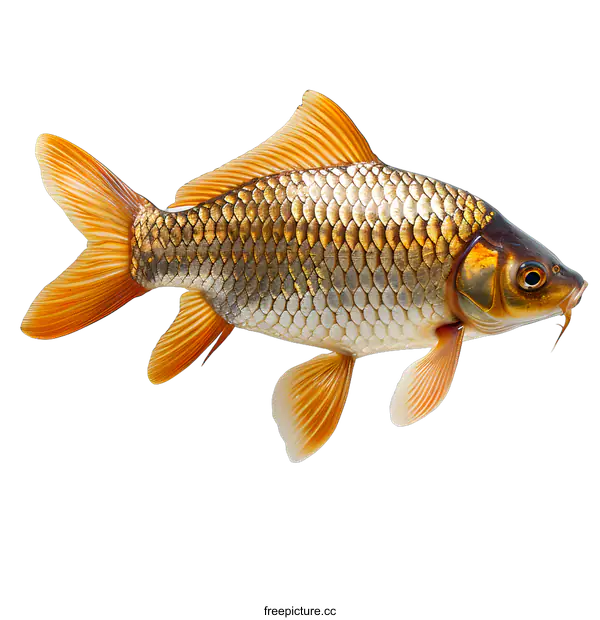 [Transparent Background PNG]Golden Fish on White Background