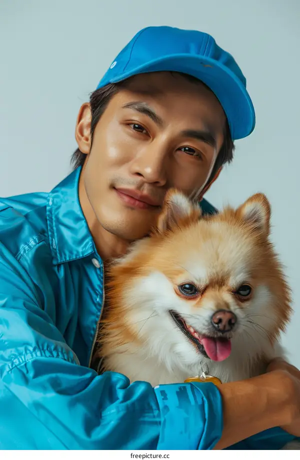 Asian man with a dog