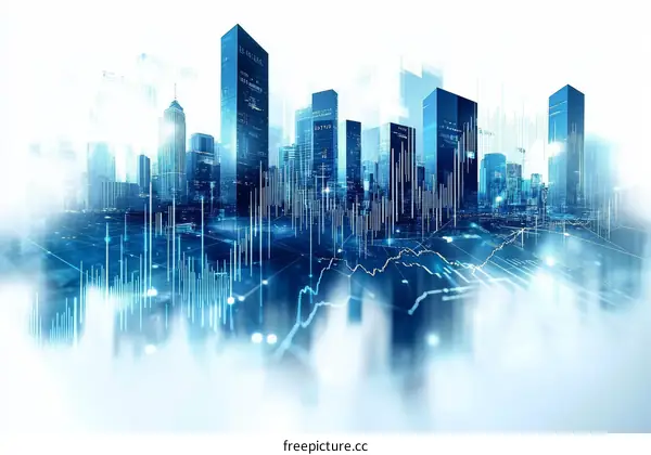 Futuristic City Skyline with Data Overlay