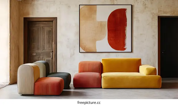 Modern Colorful Sectional Sofa in a Stylish Living Room