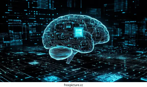 Digital Brain Connected to a Circuit Board