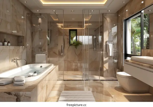 Luxury bathroom with natural lighting