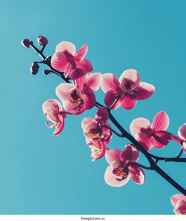 Pink Orchids Against a Blue Sky
