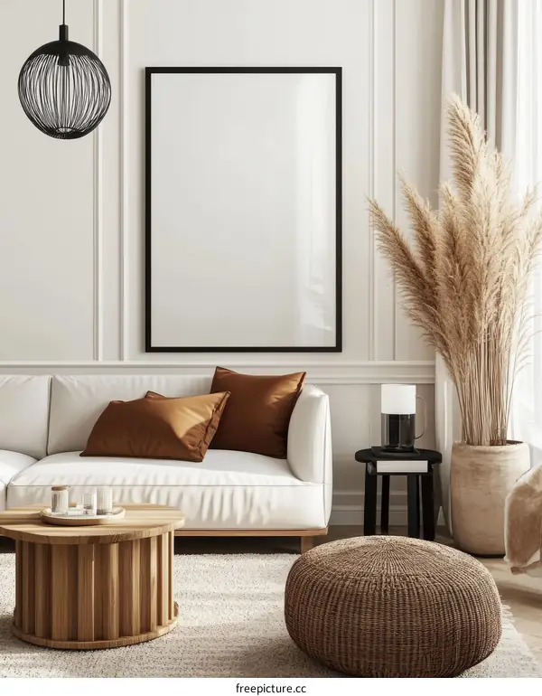 Modern Minimalist Living Room Interior Design Mockup