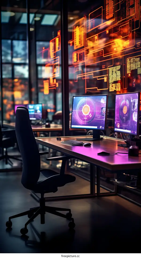 Futuristic Empty Office Workstation