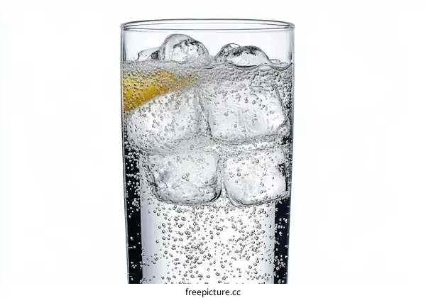 Sparkling Water with Ice and Lemon