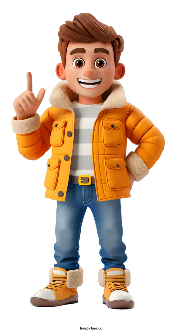 [Transparent Background PNG]Smiling Boy in Winter Clothes