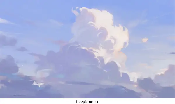 A Vibrant Blue Sky with Fluffy White Cumulus Clouds