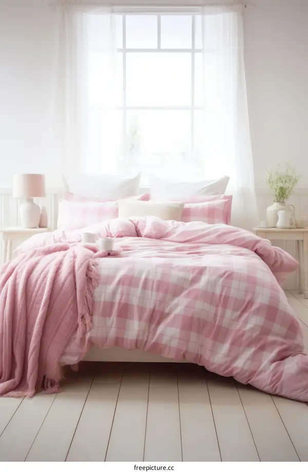 Pink and White Gingham Bedding with Cozy Style