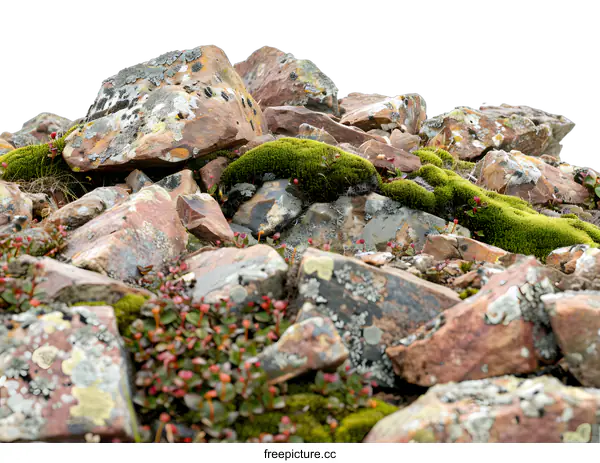 [Transparent Background PNG]Closeup of Moss and Rocks in a Mountainous Area