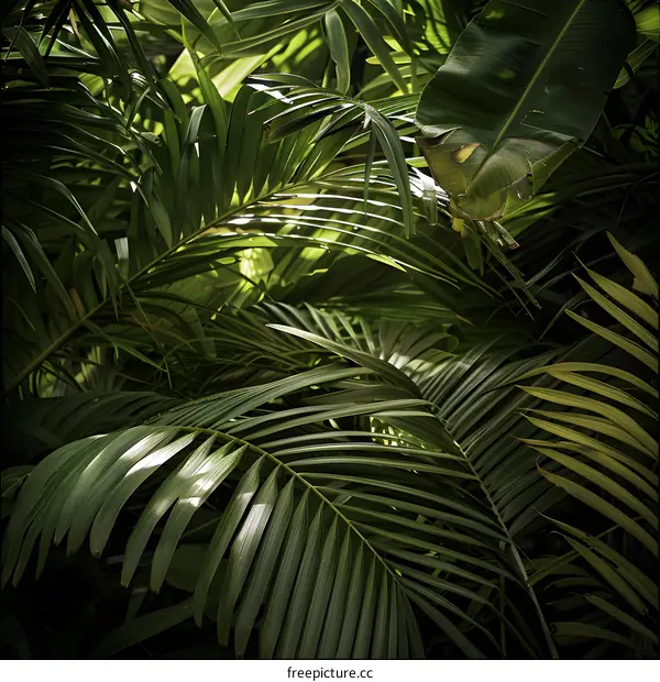 Tropical Palm Leaves in Lush Green