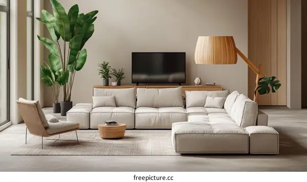 Modern Beige Modular Sofa Living Room Design