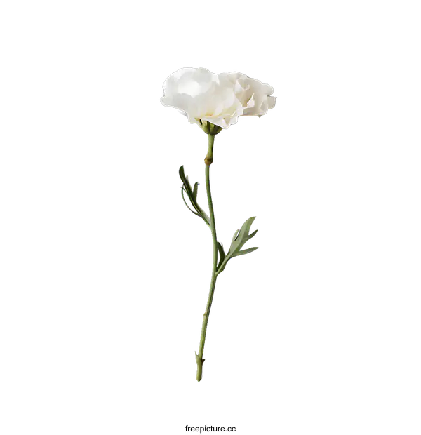 [Transparent Background PNG]Single White Flower Stem on transparent background