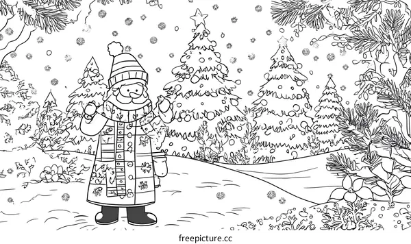 Santa Claus in Snowy Winter Forest
