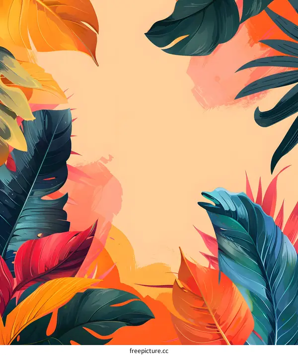 Tropical Leaves Abstract Background Design