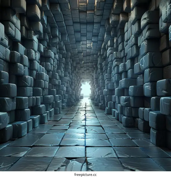 Blue stone brick tunnel