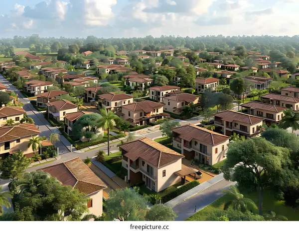 Aerial View of a Residential Neighborhood