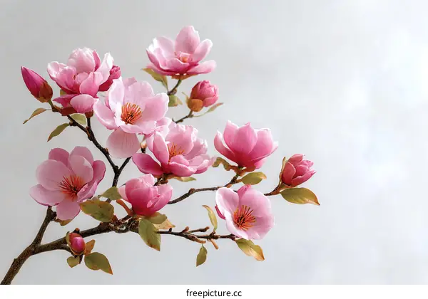 Beautiful Pink Magnolia Blossoms in Springtime