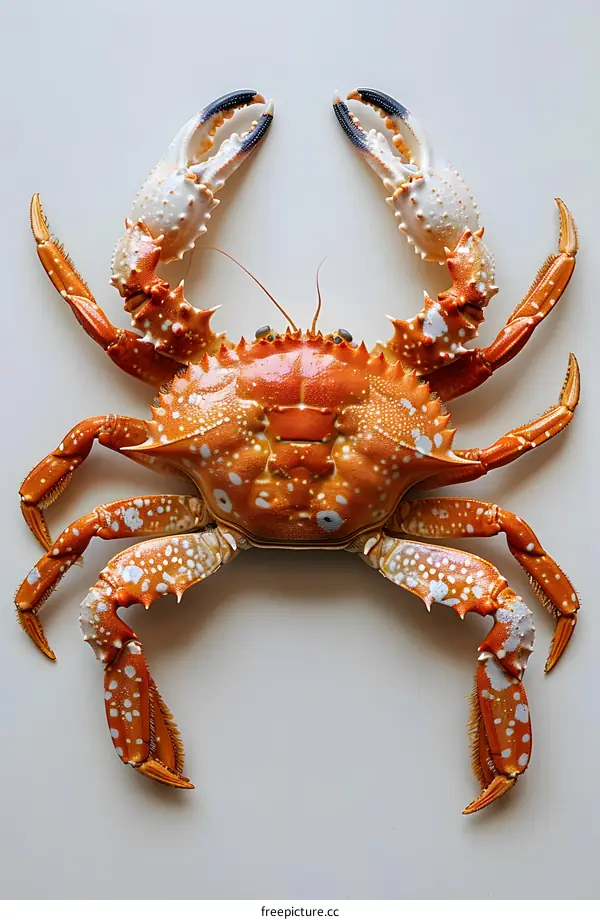 Orange and White Spotted Crab on White Background