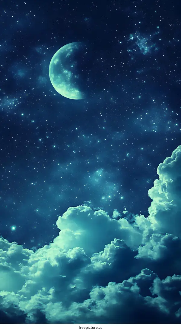 Night Sky With Stars and Moon