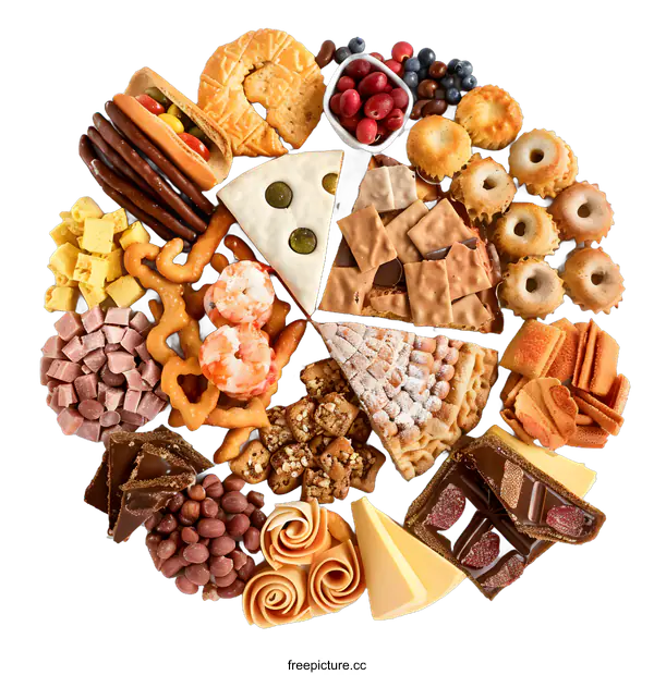 [Transparent Background PNG]Assortment of Delicious Sweets and Treats Arranged in a Circle