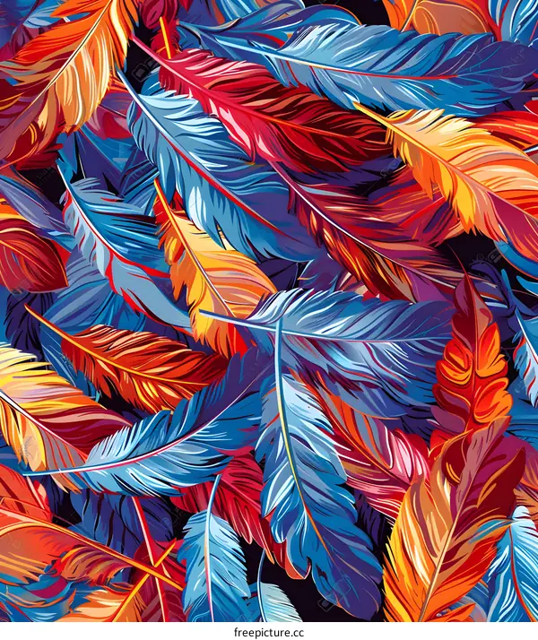Colorful Feathers Pattern Abstract Background