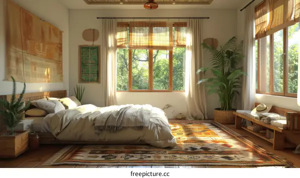 Sun Drenched Bohemian Bedroom Interior Design