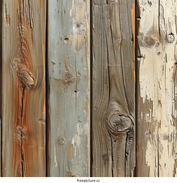 weathered wooden fence texture with peeling blue green paint