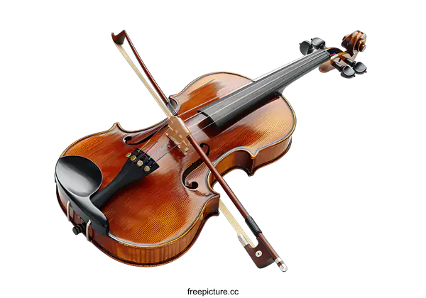 [Transparent Background PNG]Violin and Bow on White Background