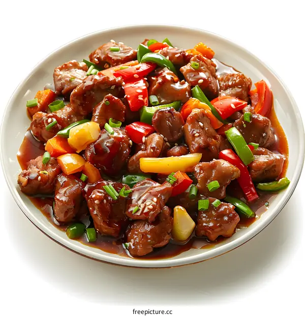Plate of Sweet and Sour Pork with Vegetables