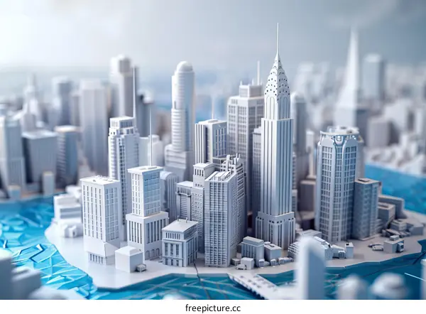 White Miniature Model of Modern City