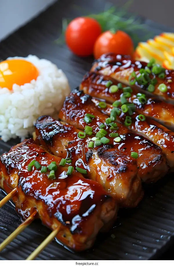 Grilled chicken with rice and vegetables