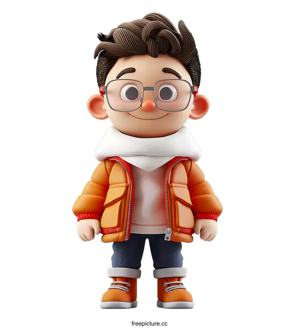 [Transparent Background PNG]Cute Cartoon Boy in Winter Clothes