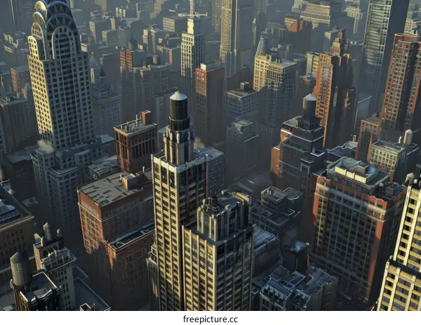 3D Cityscape with Tall Buildings