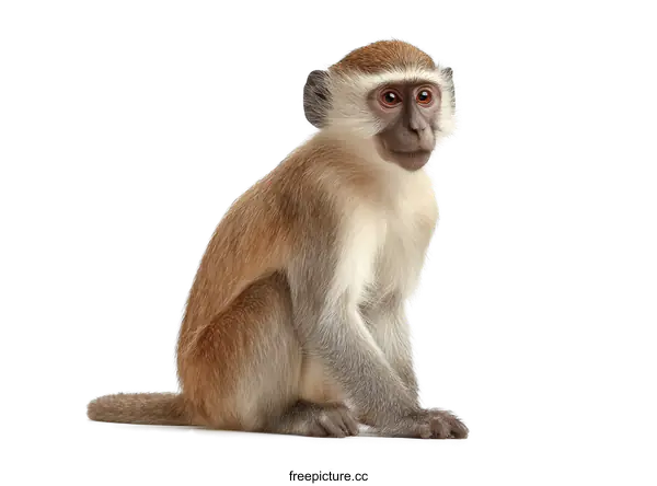 [Transparent Background PNG]Young Monkey Portrait Against White Background