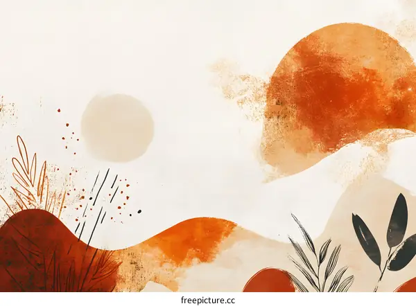 Abstract Watercolor Art Print With Brown and Orange Colors