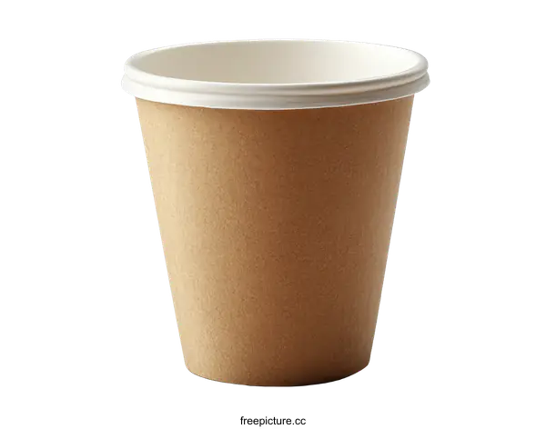 [Transparent Background PNG]Brown Paper Coffee Cup with White Lid