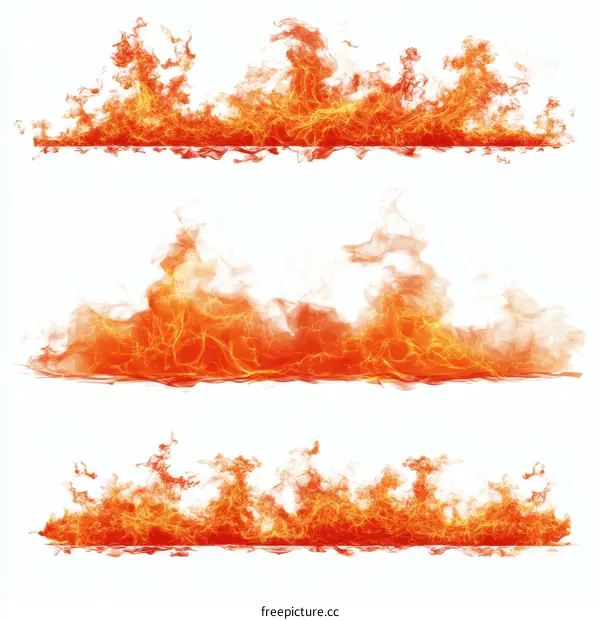 Three Flaming Borders on White Background