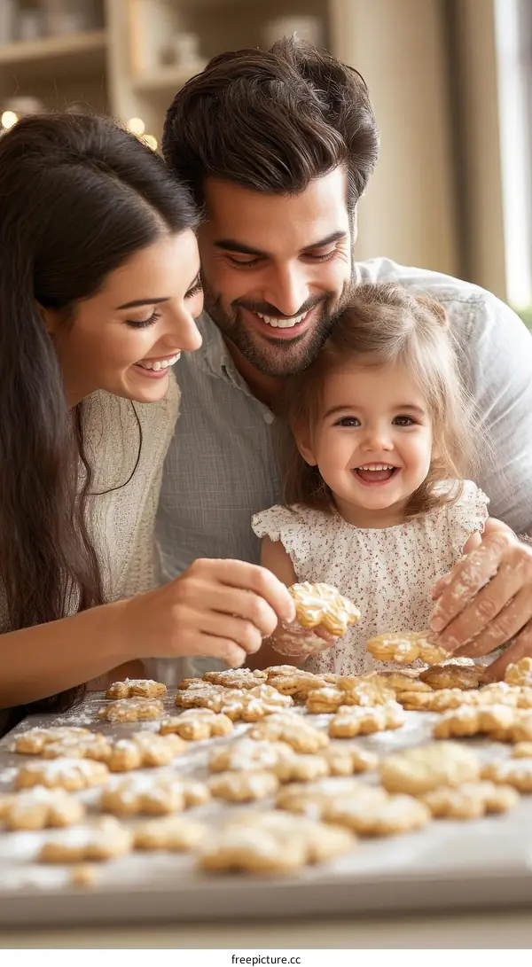 Happy Family Baking Christmas Cookies