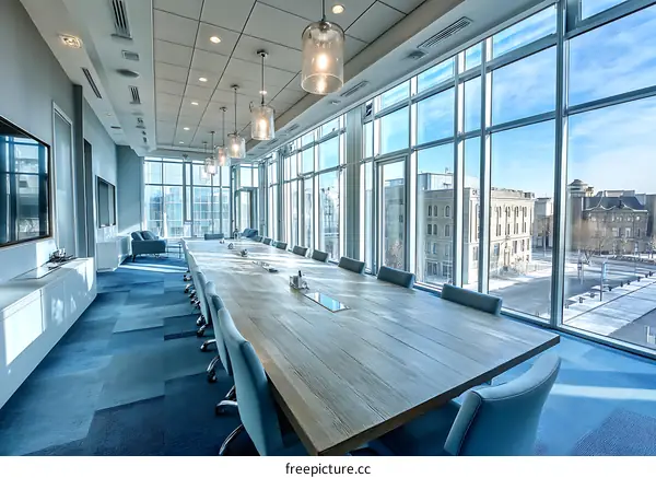 Modern Conference Room with City Views