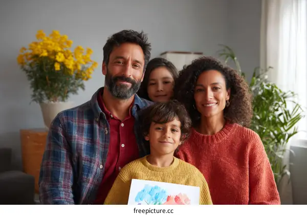 Happy Family Portrait with Artwork