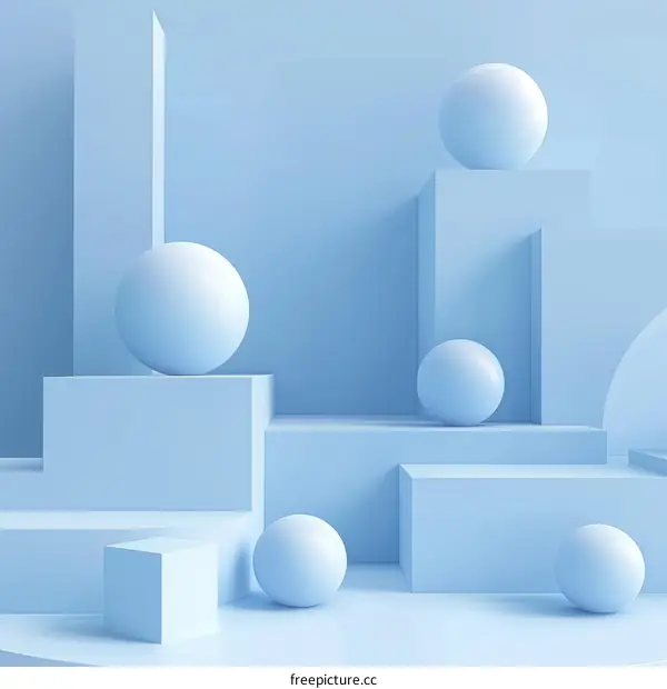 Blue Geometric Shapes 3D Rendering