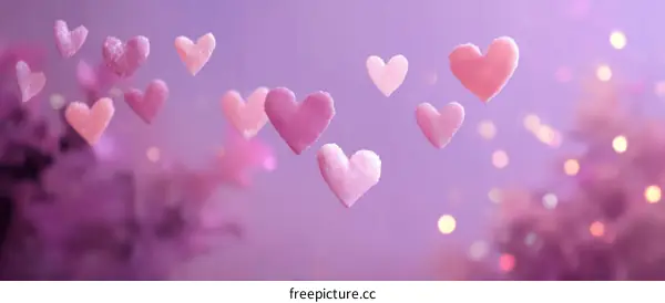 Hanging Heart Decorations with Bokeh Background
