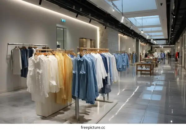 Fashion Clothing Display in a Modern Shopping Mall
