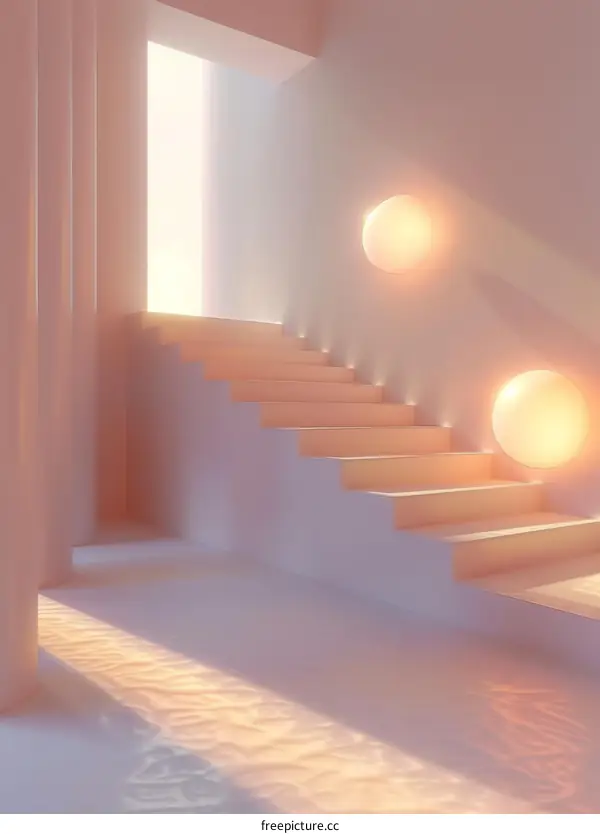 Minimalist Corridor with Glowing Spheres