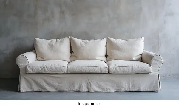 Simple Modern Sofa with Light Beige Fabric