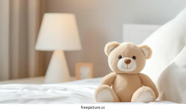 Cozy Teddy Bear Resting on a Bed