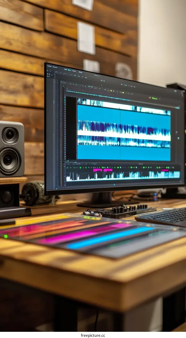 Home Audio Studio Workspace with Computer