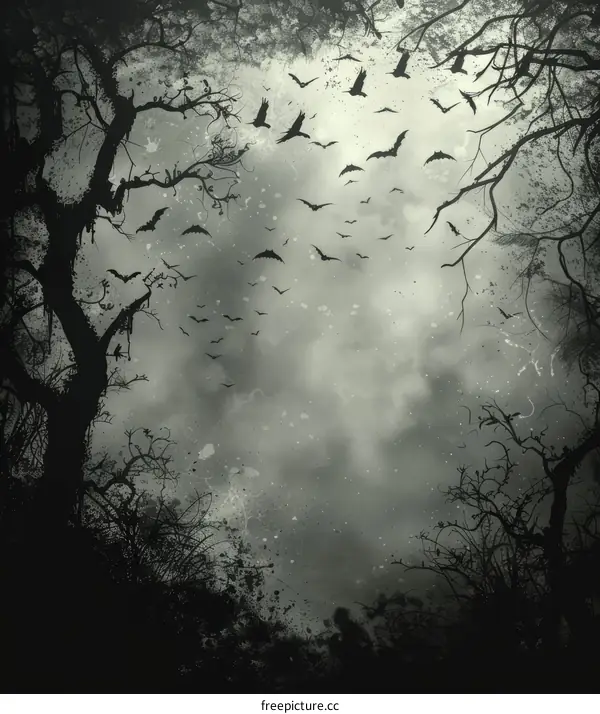 Spooky Bats in a Leafless Forest